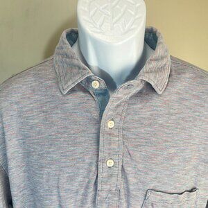 Faherty Men's pink and blue striped long sleeve polo shirt Large L EUC